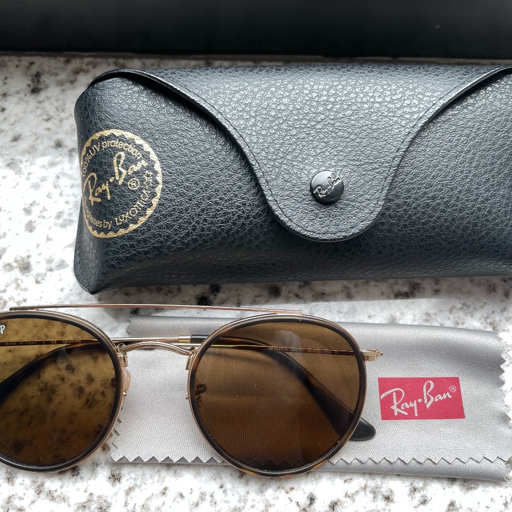 Ray-Ban Polarized Double Bridge Round Sunglasses